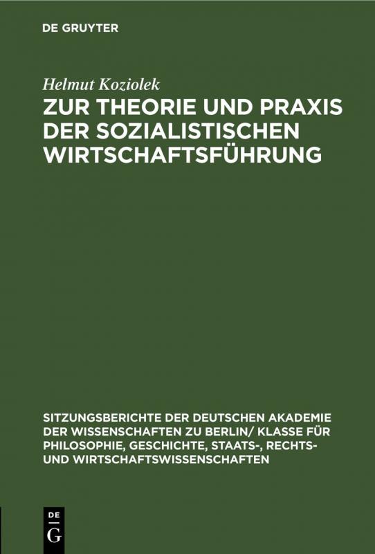 Cover-Bild Zur Theorie und Praxis der sozialistischen Wirtschaftsführung
