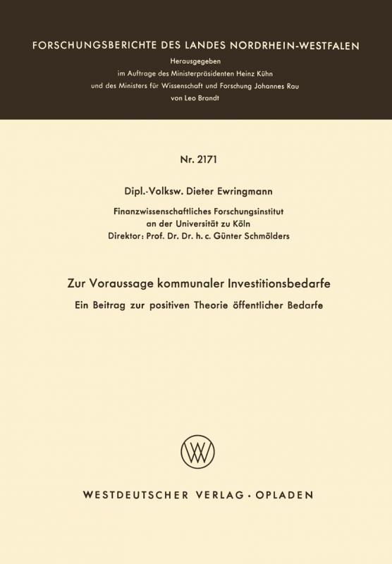 Cover-Bild Zur Voraussage kommunaler Investitionsbedarfe