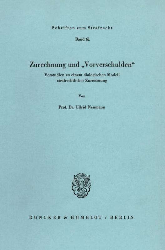 Cover-Bild Zurechnung und "Vorverschulden".