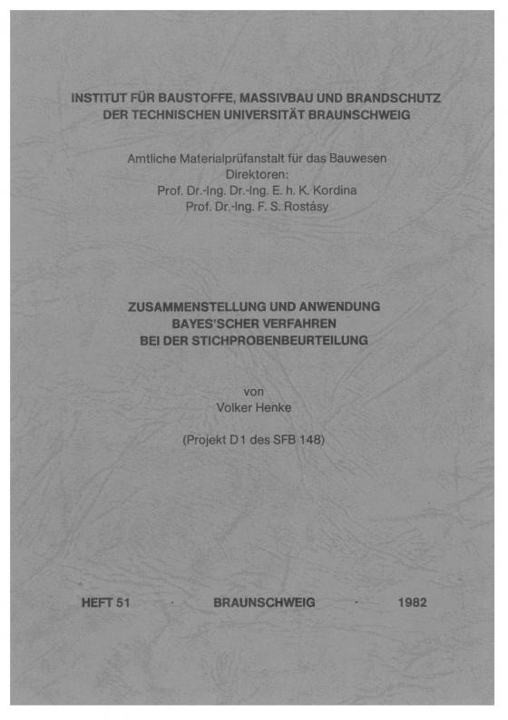 Cover-Bild Zusammenstellung und Anwendung Bayes'scher Verfahren bei der Stichprobenbeurteilung