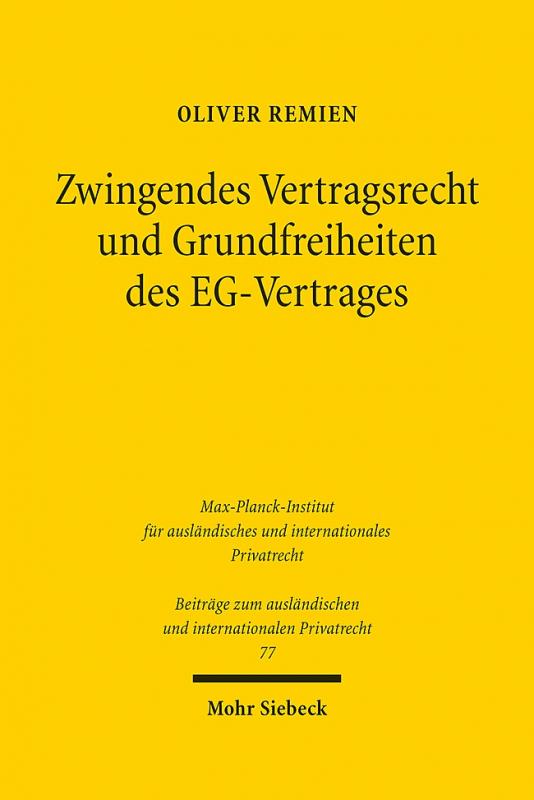 Cover-Bild Zwingendes Vertragsrecht und Grundfreiheiten des EG-Vertrages