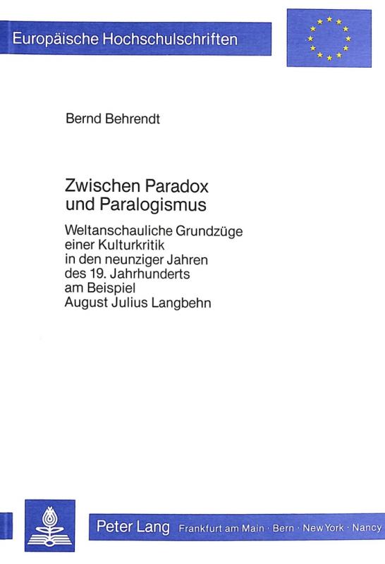 Cover-Bild Zwischen Paradox und Paralogismus